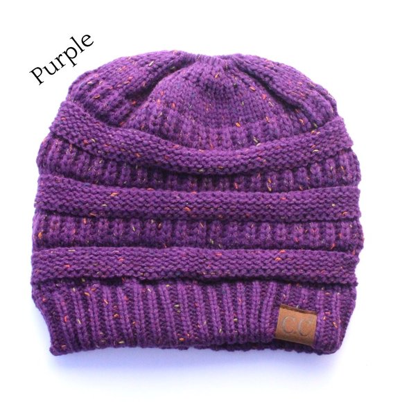 CC Messy Bun Beanie - Purple - Picture 1 of 2